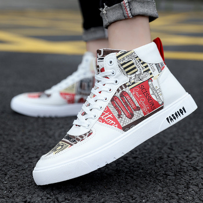 Personalidad Graffiti High Top Zapatos de hombre Casual Four Seasons
