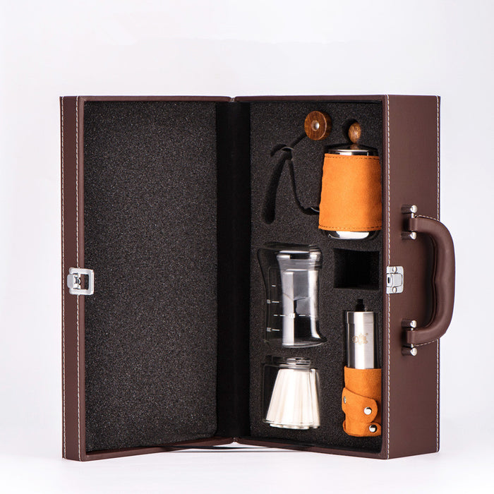 Caja de regalo de café portátil de viaje, juego de cafetera, caja de regalo