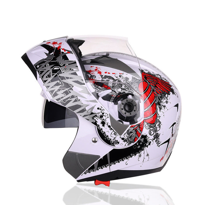 Casco de motocicleta medio casco protector solar antiniebla casco integral de doble lente