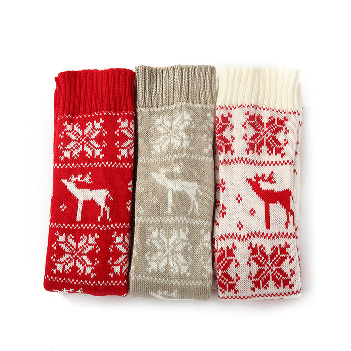 Femmes chaussettes longues noël femmes tricoté coton laine bas chaud cuisse haute sur le genou mignon cerf impression chaussettes torsion câble Crochet