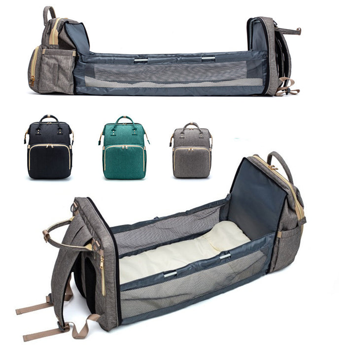 Versión de carga USB Mochila para cama de mamá plegable de gran capacidad multifunción