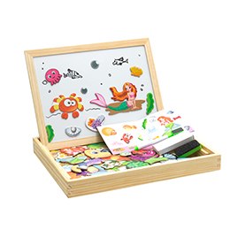Rompecabezas magnético de madera para niños, caja con rompecabezas 3D, figura de animales, tablero para escribir y dibujar, juguetes educativos de aprendizaje para niños
