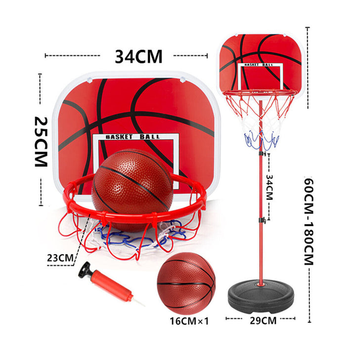 180cm High Free Adjustable Standing Basketball Hoop Net Backboard Stand Set