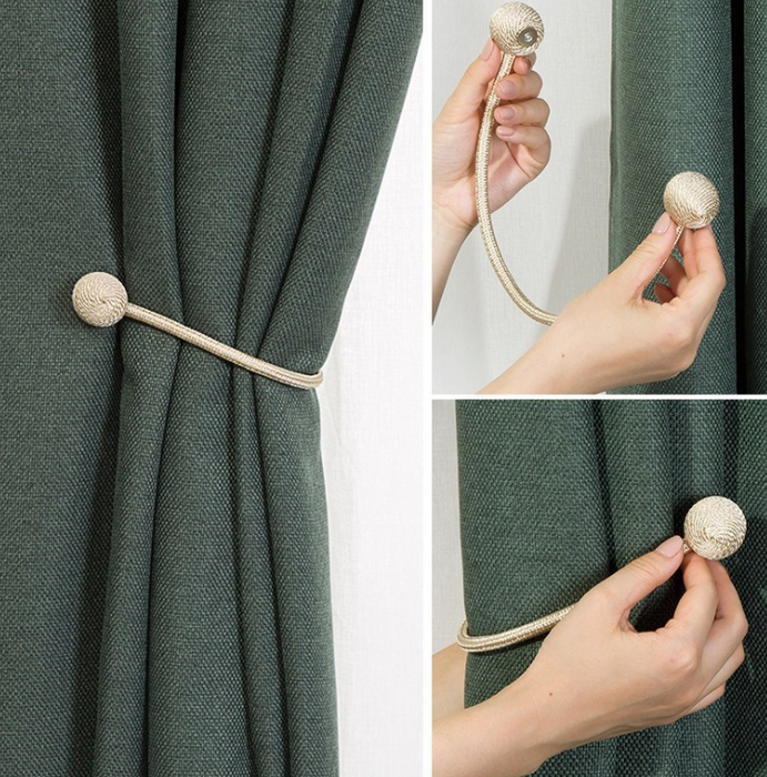Imanes enganchados para dormitorio, correas de almacenamiento de encaje sin perforaciones, cortinas con hebillas magnéticas, clips fijos