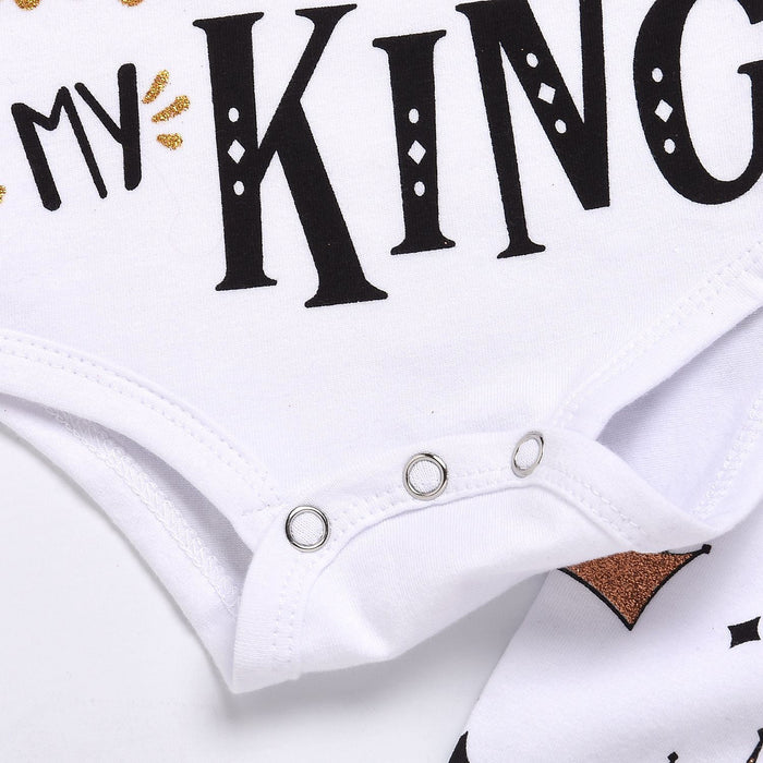Nuevo Conjunto de ropa para bebés, Tops, pelele y pantalones con corona