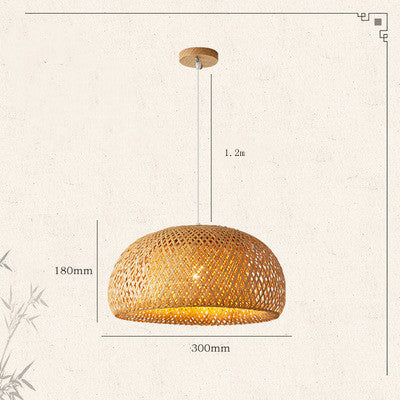 Lampadario pastorale creativo giapponese semplice intrecciato di bambù