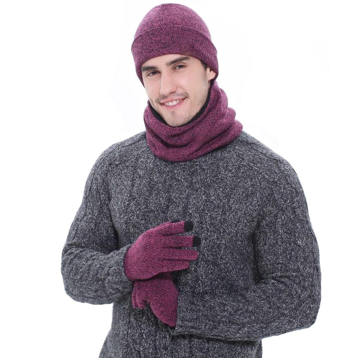 Herren Winter Mütze, Schal & Handschuhe Set 3-Teile