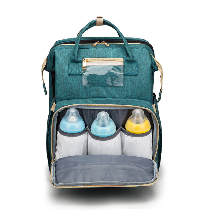 Versión de carga USB Mochila para cama de mamá plegable de gran capacidad multifunción