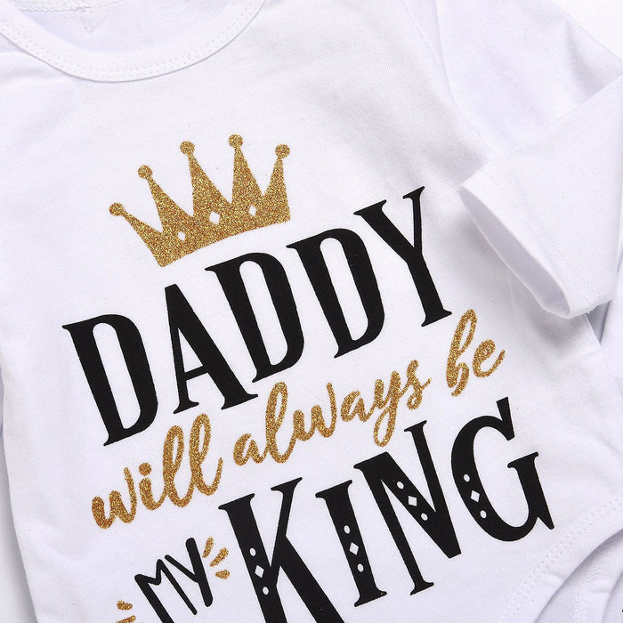 Nuevo Conjunto de ropa para bebés, Tops, pelele y pantalones con corona