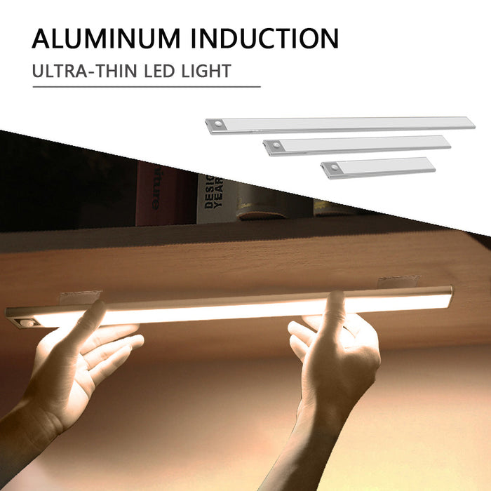 Sensor de movimento led sob a luz do armário usb recarregável guarda-roupa luz da noite para cozinha lâmpadas parede interior
