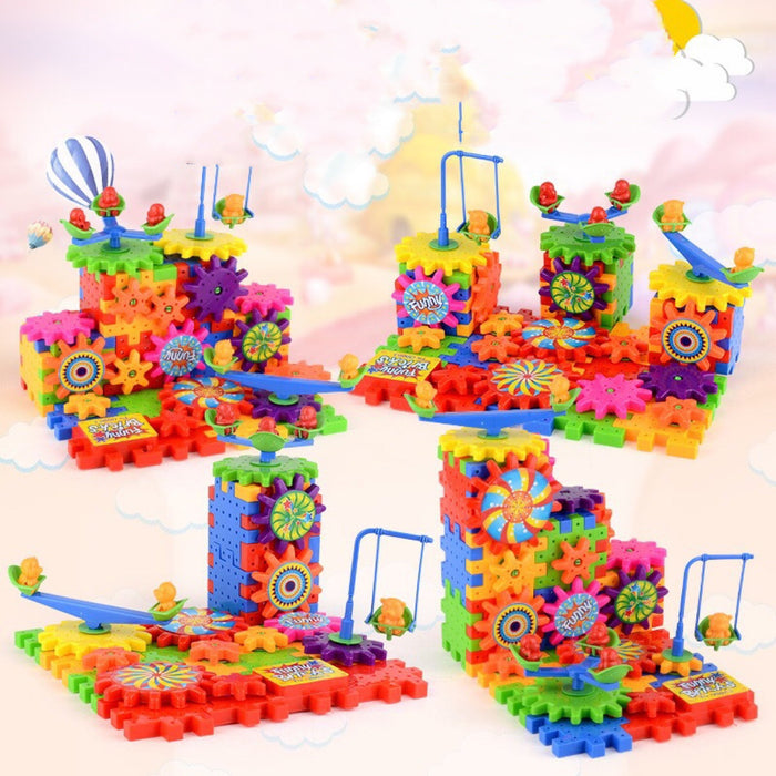 Kits de construção de modelo 3D de engrenagens elétricas blocos de tijolos de plástico brinquedos educativos para crianças
