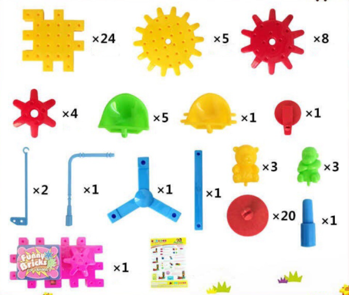Kits de construção de modelo 3D de engrenagens elétricas blocos de tijolos de plástico brinquedos educativos para crianças