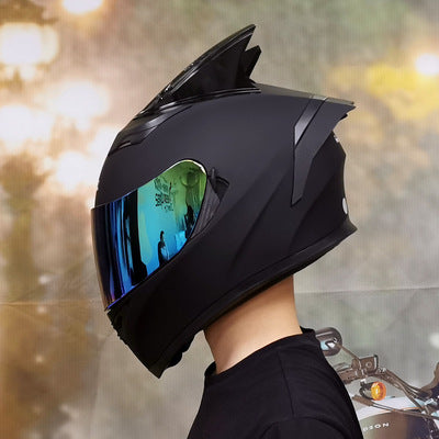 Casco de motocicleta fresco de cuatro estaciones de cara completa antivaho de doble lente para hombres y mujeres