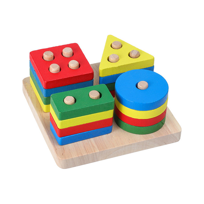 Juguetes de madera sonajeros juguete educativo bloques de arcoíris Montessori bebé música colorida para niños