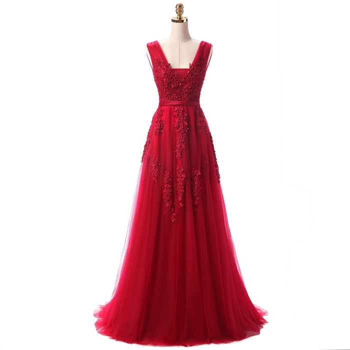 Robe De Soiree SSYFashion-Vestidos De Noche largos con espalda descubierta para novia, vestido Formal elegante para banquete, encaje verde con cuello en V