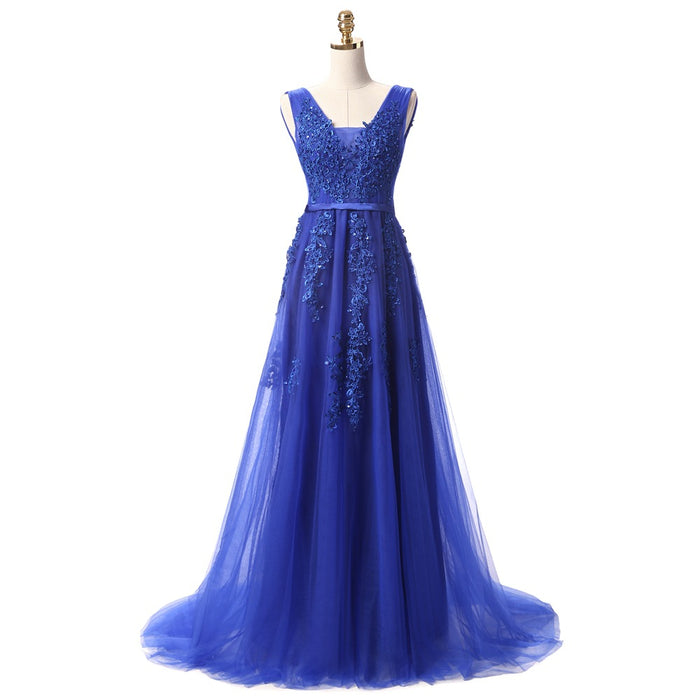 Robe De Soiree SSYFashion-Vestidos De Noche largos con espalda descubierta para novia, vestido Formal elegante para banquete, encaje verde con cuello en V