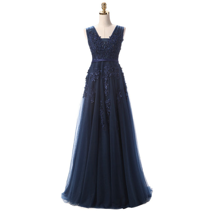 Robe De Soiree SSYFashion-Vestidos De Noche largos con espalda descubierta para novia, vestido Formal elegante para banquete, encaje verde con cuello en V