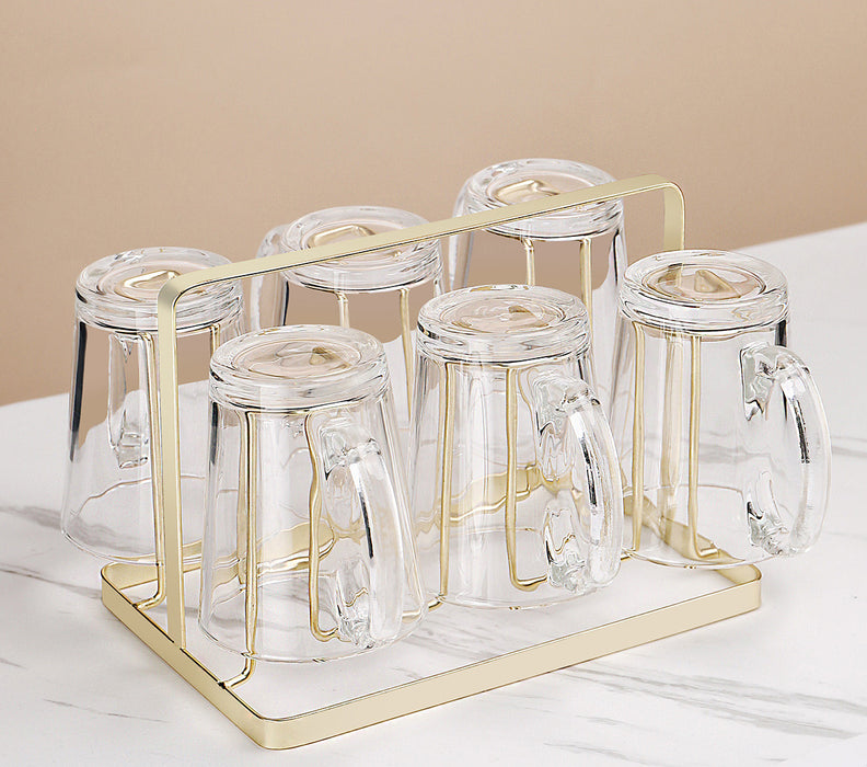 Taza de cristal marrón con luz de lujo para mujer, tetera de té resistente al calor para verano, juego para el hogar y la sala de estar