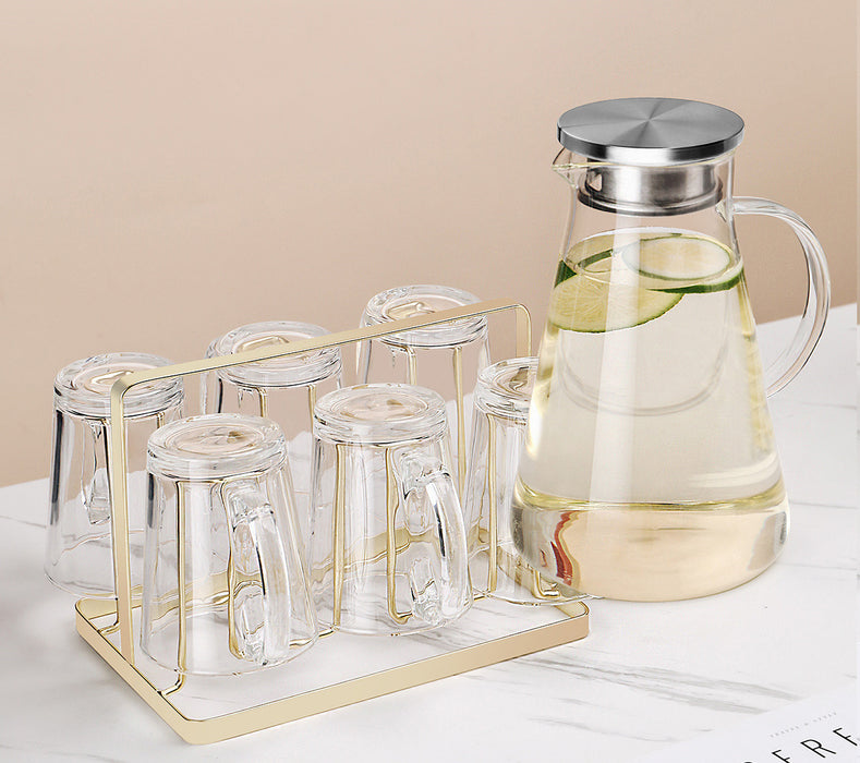 Taza de cristal marrón con luz de lujo para mujer, tetera de té resistente al calor para verano, juego para el hogar y la sala de estar