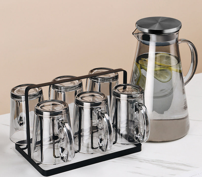 Taza de cristal marrón con luz de lujo para mujer, tetera de té resistente al calor para verano, juego para el hogar y la sala de estar