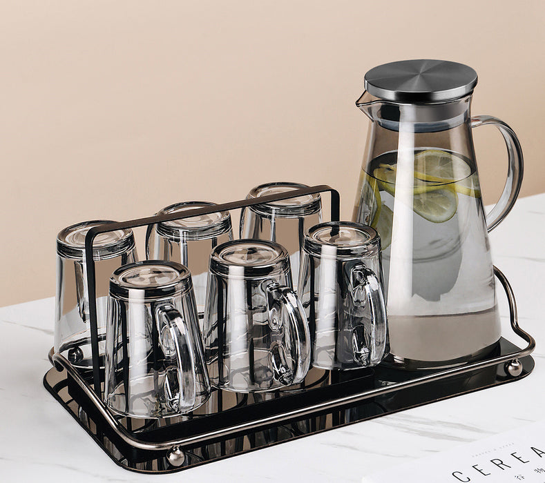Taza de cristal marrón con luz de lujo para mujer, tetera de té resistente al calor para verano, juego para el hogar y la sala de estar