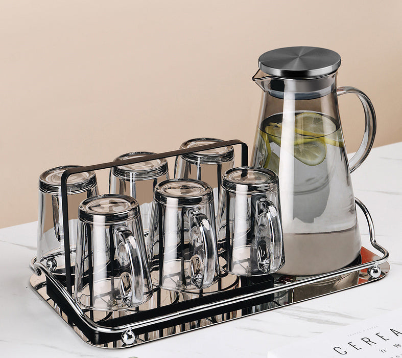 Taza de cristal marrón con luz de lujo para mujer, tetera de té resistente al calor para verano, juego para el hogar y la sala de estar