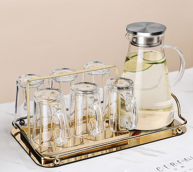 Taza de cristal marrón con luz de lujo para mujer, tetera de té resistente al calor para verano, juego para el hogar y la sala de estar