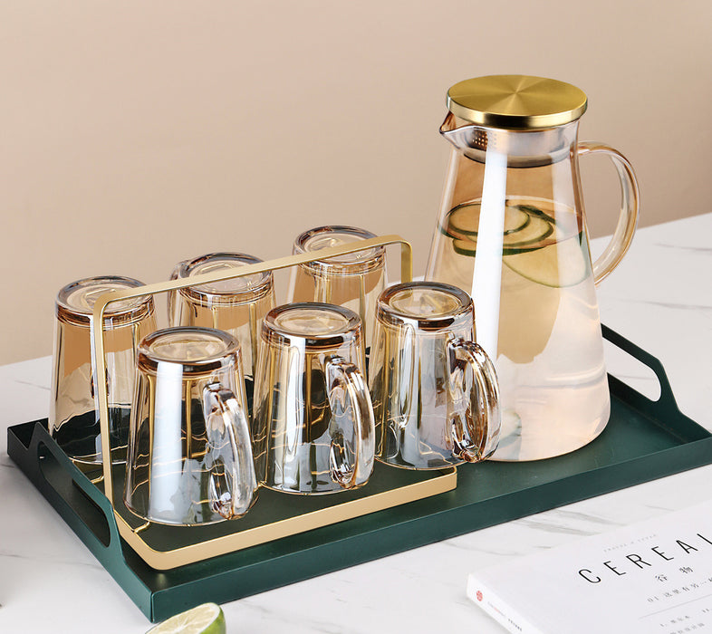 Taza de cristal marrón con luz de lujo para mujer, tetera de té resistente al calor para verano, juego para el hogar y la sala de estar