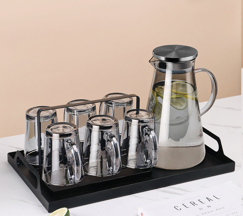 Taza de cristal marrón con luz de lujo para mujer, tetera de té resistente al calor para verano, juego para el hogar y la sala de estar