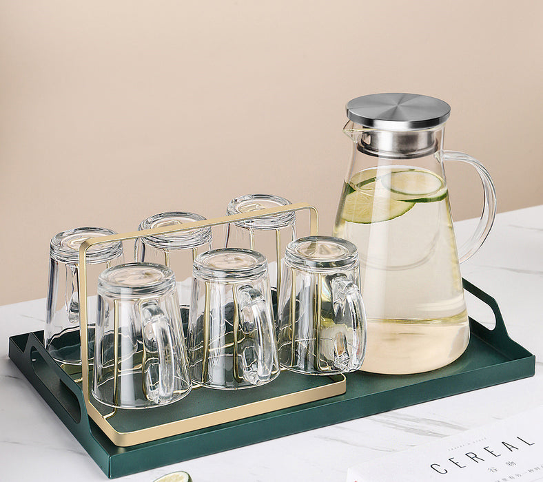 Taza de cristal marrón con luz de lujo para mujer, tetera de té resistente al calor para verano, juego para el hogar y la sala de estar