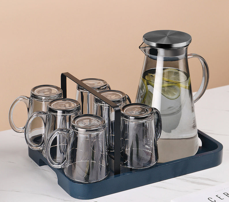 Taza de cristal marrón con luz de lujo para mujer, tetera de té resistente al calor para verano, juego para el hogar y la sala de estar