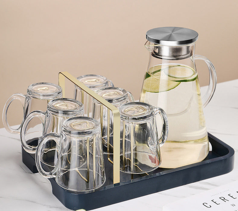 Taza de cristal marrón con luz de lujo para mujer, tetera de té resistente al calor para verano, juego para el hogar y la sala de estar