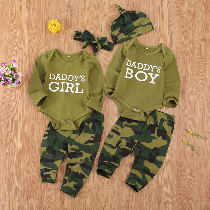 Conjunto de productos nuevos Conjunto de niños con estampado de camuflaje de letras
