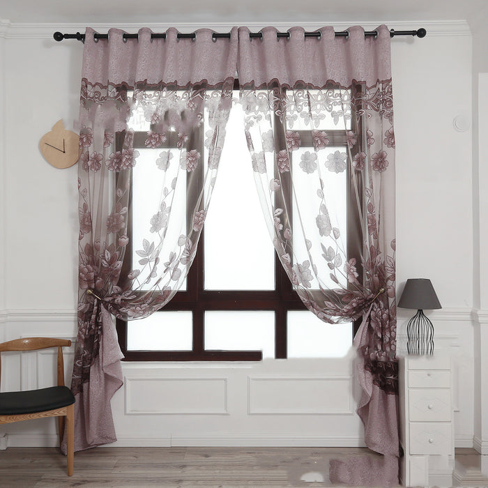 Cortina de pantalla de ventana quemada jacquard de peonía grande, rica y honorable, flor moderna y sencilla