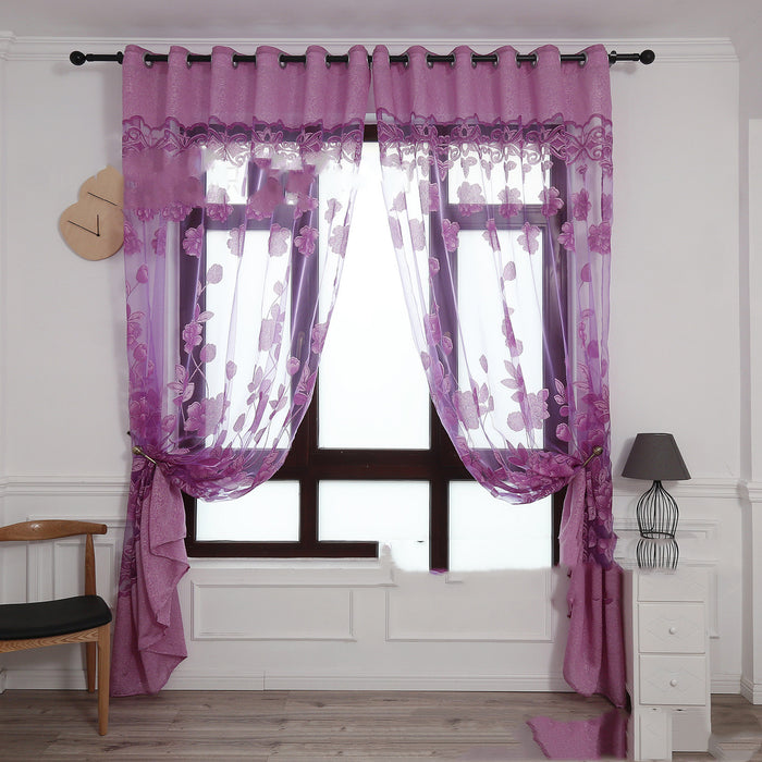 Cortina de pantalla de ventana quemada jacquard de peonía grande, rica y honorable, flor moderna y sencilla