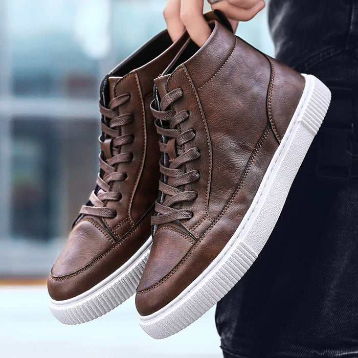 High-Top Sneakers Casual Leather Top Handmade Sneakers Shoes