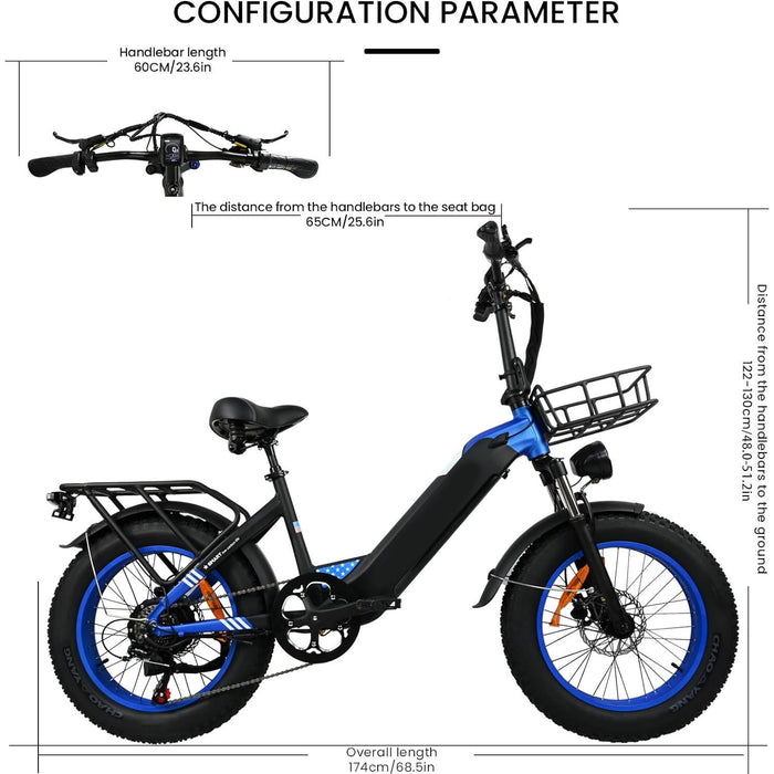 Bicicleta eléctrica con motor de 500W para adultos, bicicleta con neumáticos anchos de 20 x 4 pulgadas, bicicleta eléctrica de montaña con batería extraíble de 7 velocidades 48V 25MPH