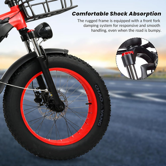 Bicicleta eléctrica para adultos, moto de nieve de 20 x 4 pulgadas, bicicleta con neumáticos gruesos, bicicleta eléctrica con motor de 500 W, bicicleta eléctrica de montaña de 25 mph