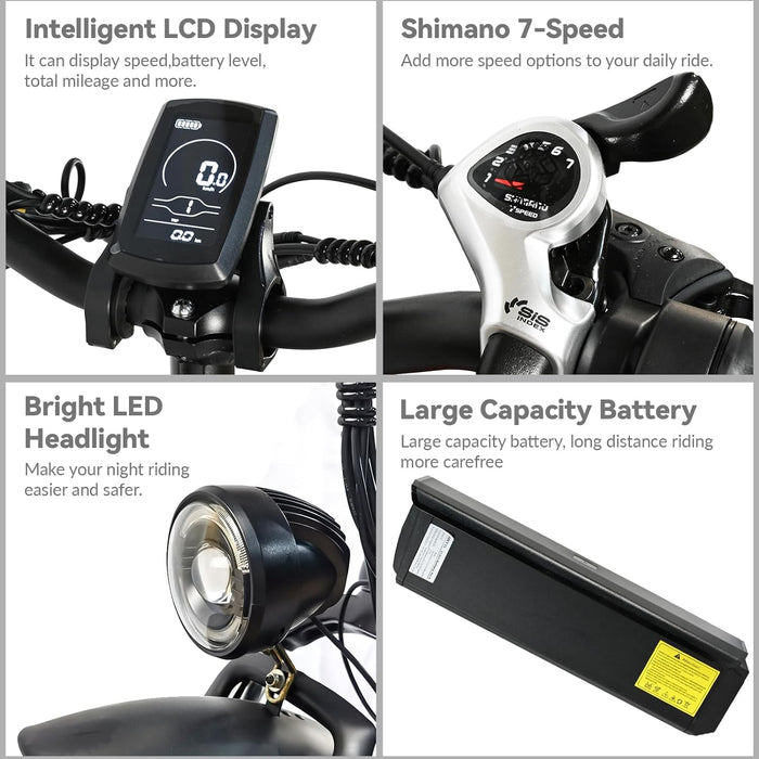 Bicicleta eléctrica para adultos, moto de nieve de 20 x 4 pulgadas, bicicleta con neumáticos gruesos, bicicleta eléctrica con motor de 500 W, bicicleta eléctrica de montaña de 25 mph