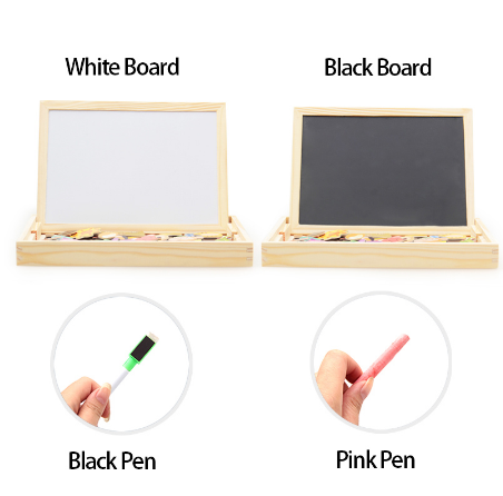 Rompecabezas magnético de madera para niños, caja con rompecabezas 3D, figura de animales, tablero para escribir y dibujar, juguetes educativos de aprendizaje para niños