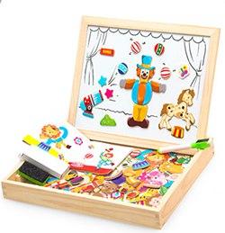 Rompecabezas magnético de madera para niños, caja con rompecabezas 3D, figura de animales, tablero para escribir y dibujar, juguetes educativos de aprendizaje para niños