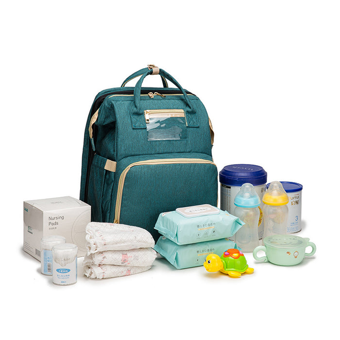 Versión de carga USB Mochila para cama de mamá plegable de gran capacidad multifunción