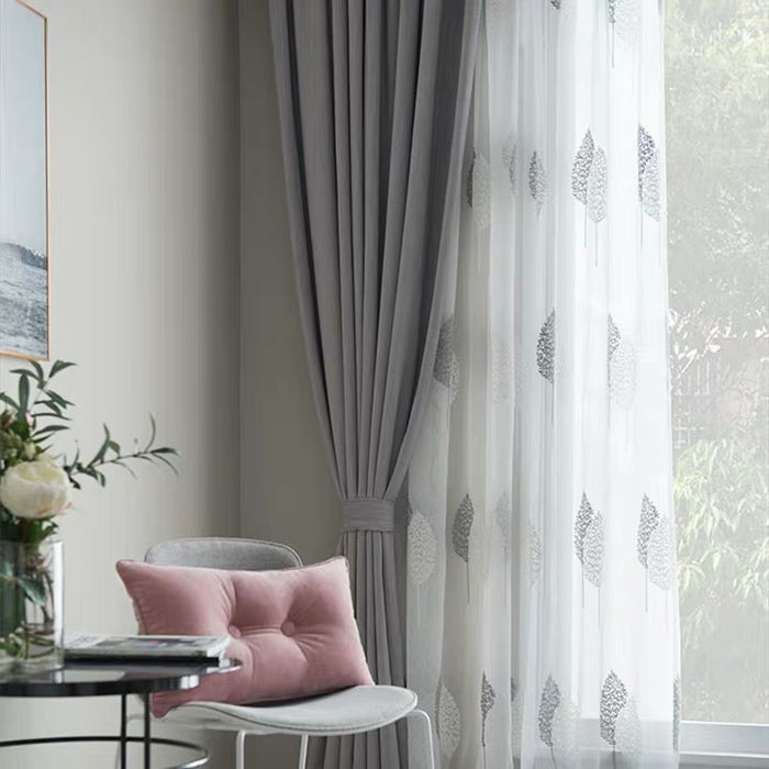Tenda ricamata semplice moderna e schermo della finestra