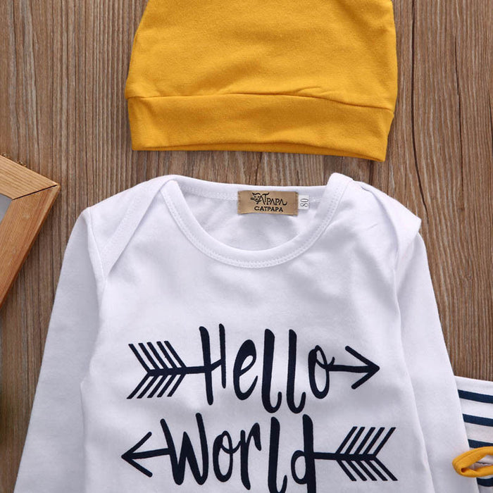 Conjunto de 3 piezas de ropa para bebé recién nacido, ropa a rayas de manga larga