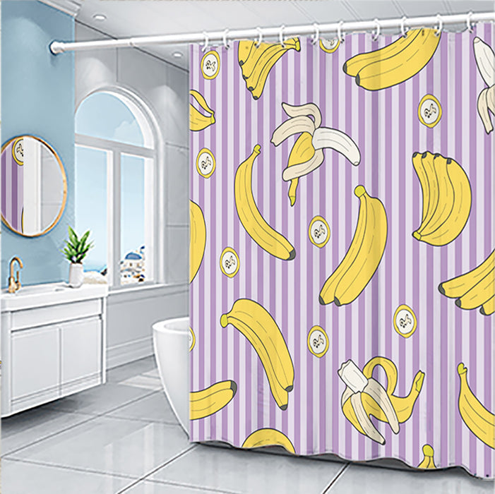 Conjunto de cortina de ducha de serie de frutas de dibujos animados