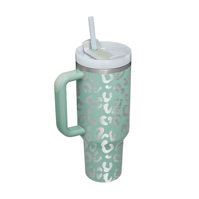 Halloween Thermobecher 1.2 Liter Strohhalm Kaffee Isolierung Tasse mit Griff Portable Auto Edelstahl Wasserflasche Große Kapazität Reisen BPA frei Thermobecher
