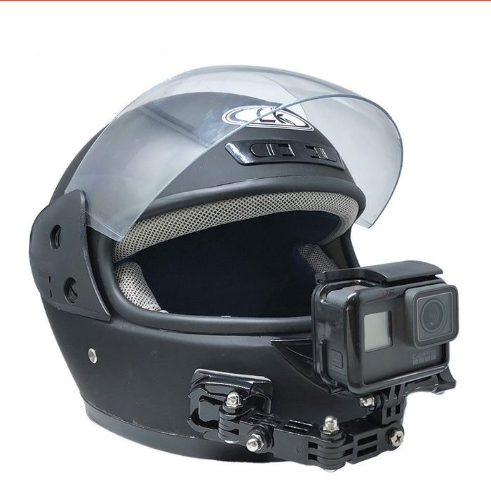 Soporte de cámara para casco de moto.