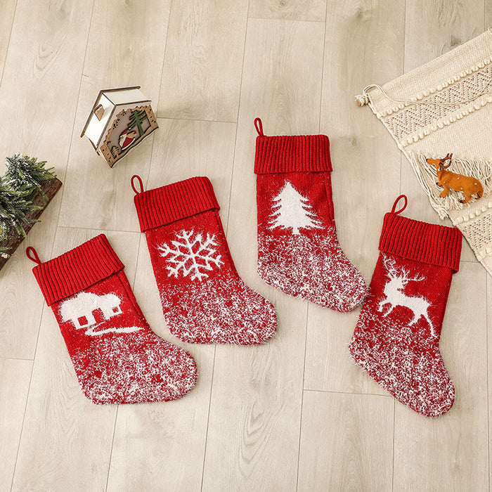 Medias navideñas clásicas, calcetines colgantes para vacaciones de Navidad, bolsa de regalo de dulces para decoraciones para fiestas familiares