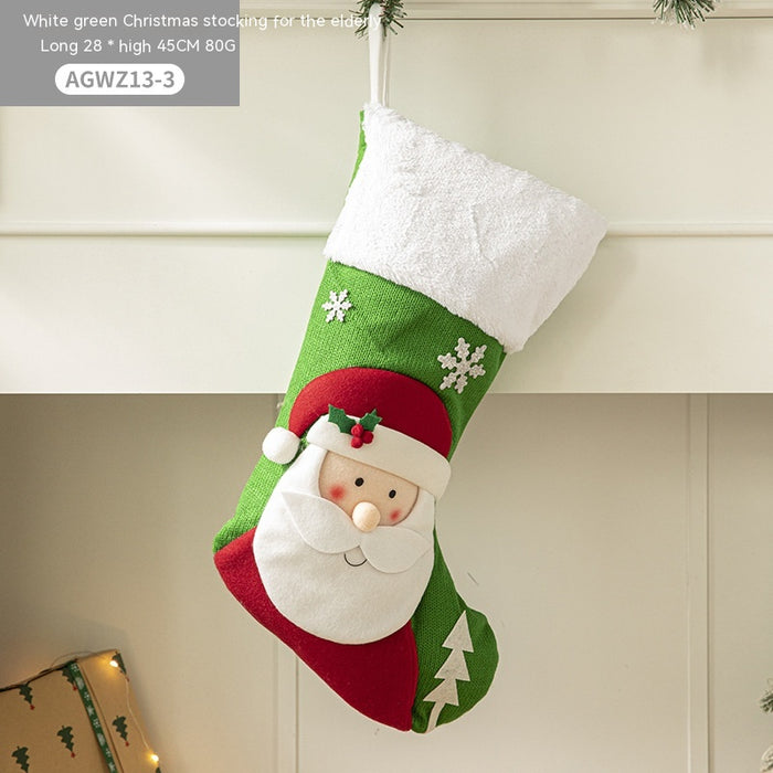 Pano Papai Noel desenho animado árvore de Natal pendurado decoração festa presente saco
