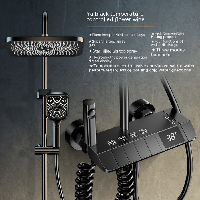 Bath Intelligent Digital Temperature Display Shower System Head Faucet Set